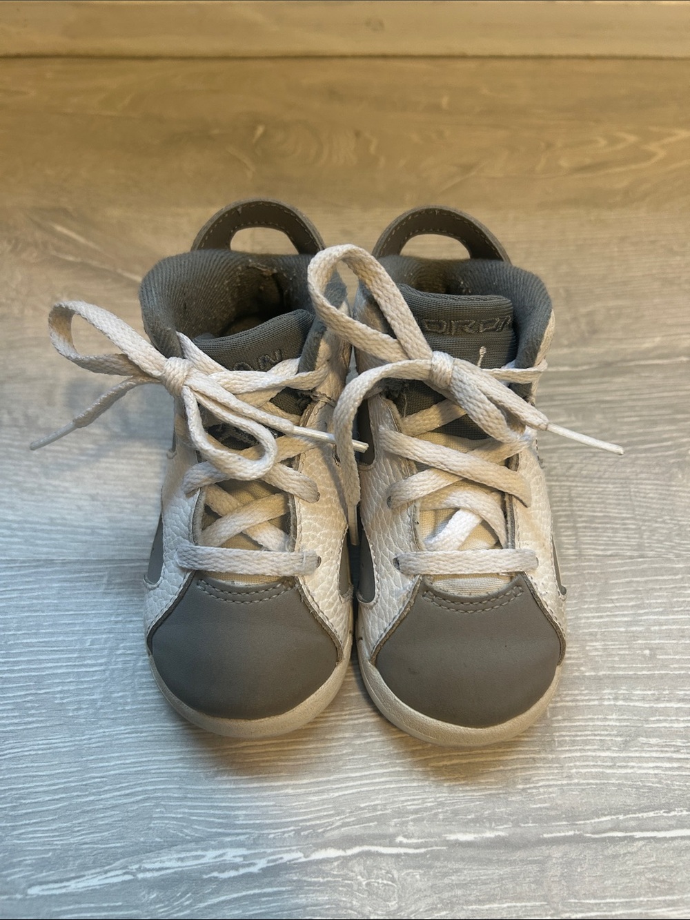Jordan Kids Gray and White Sneakers